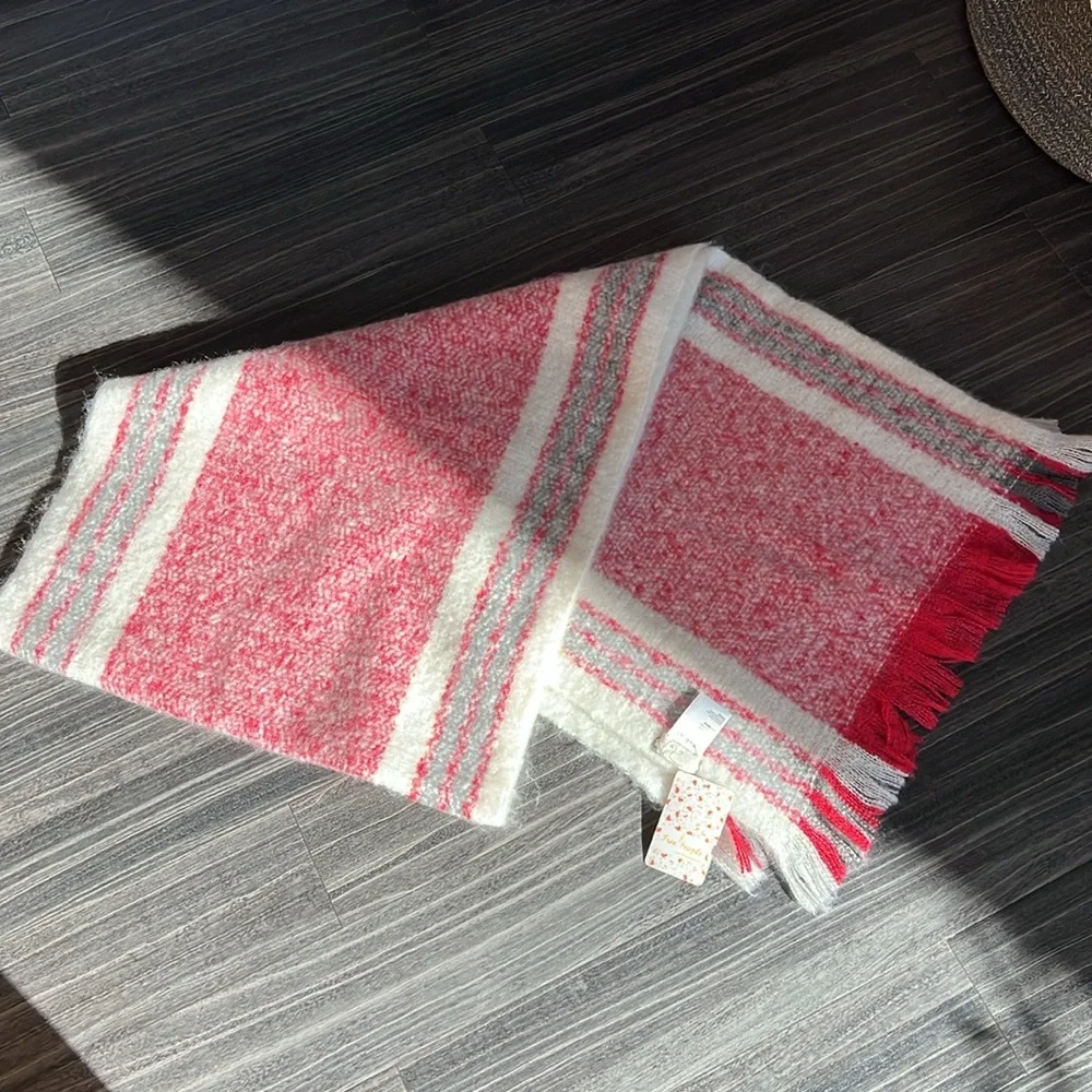 Free People Red Combo Blanket Scarf